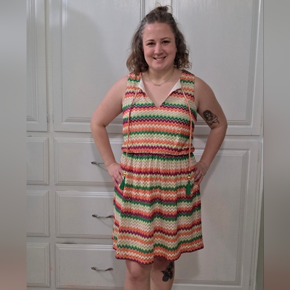 Multicolor Chevron Pattern Dress - Picture 1 of 5